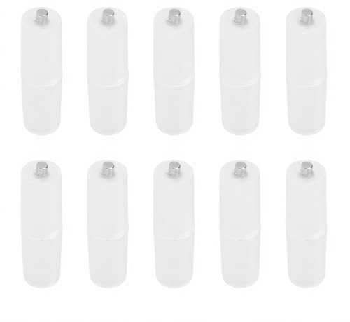 ASHATA 10PCS AAA zu AA Batterieadapter, AAA zu AA Größe Zellenbatteriekonverterhalter Adapter Batterieumschalter, AAA zu AA Batterieadapter Halter Case(Transparent)