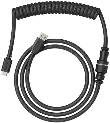 GLORIOUS Coiled Keyboard Cable Premium USB-C (Phantom Black) | Collegamento USB-A Verso Il PC, Spirali Strette Regolari, Robusto Connettore Aviator In Metallo, Doppio Rivestimento Top