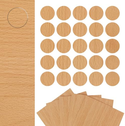 Selbstklebende Abdeckkappen Ø 14mm 125 Stück | Schraubenabdeckung aus Melaminfolie | Schraubenloch Aufkleber für Möbelbau | Klebepunkte Möbel zur unauffälligen Abdeckung | Helle Buche