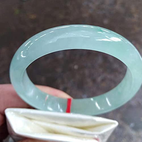 WWKK Natürlicher Jade Armreif, EIS Chalcedon Armbänder Smaragd Floating Flower Armband Kettenarmbänder, Damenschmuck 54-61mm,59mm