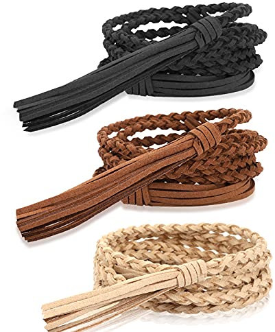 ASTER 3 Stück Taillengürtel Damenkleid Gürtel Damen Taillengürtel Dünner Fransengürtel Flechtgürtel Geflochtener Gürtel Geflochtener Fransenkettengürtel Rockkleid Seilgürtel