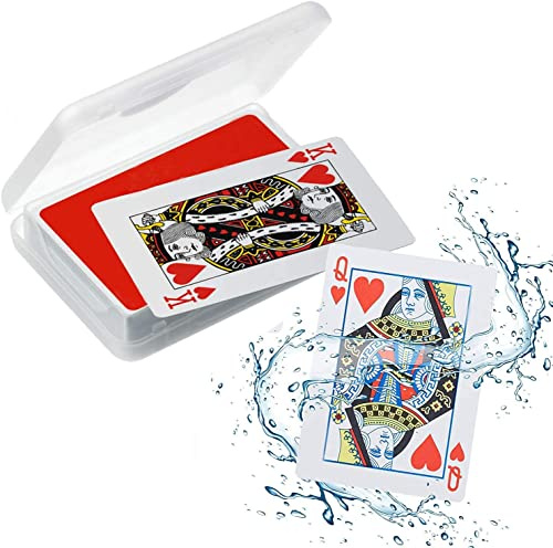 JKG® SPLASH PROOF TRAVEL PLAYING CARDS - 100% PLASTIC cards Water proof PVC Professional Style Standard Deck 52 Playing cards and 2 jokers - Poker nights, parties, family games (TRAVEL CASE INCLUDED)