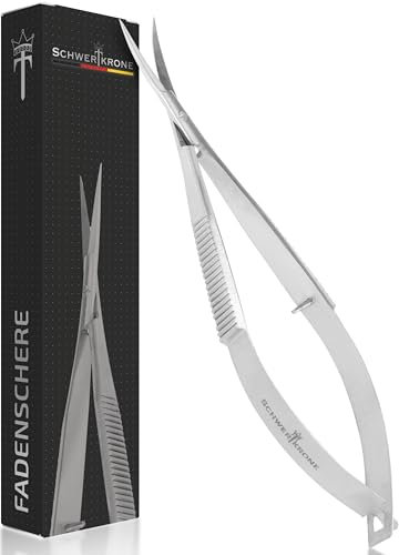 Schwertkrone Forbici da ricamo con punta fine per pesca a mosca, per decoupage e lavori di carta, 11,5 cm (curva)