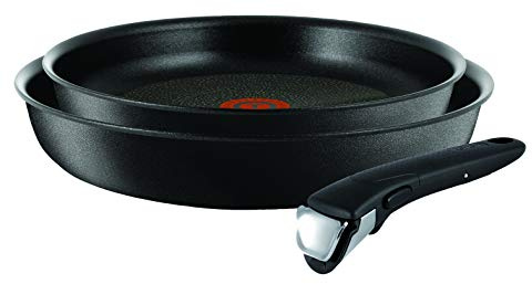 TEFAL Pfannen-Set Ingenio Ultimate L7649253, alle Herdarten, 24-28cm, Antihaft-Beschichtung, abnehmbarer Griff, gleichmäßige Wärmeverteilung, schwarz