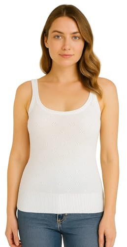 iTRONiK New Ladies Thermal Underwear-Vest, Plain Spencer Sleeveless Made in The UK Size S-3XL Black or White (White, M)