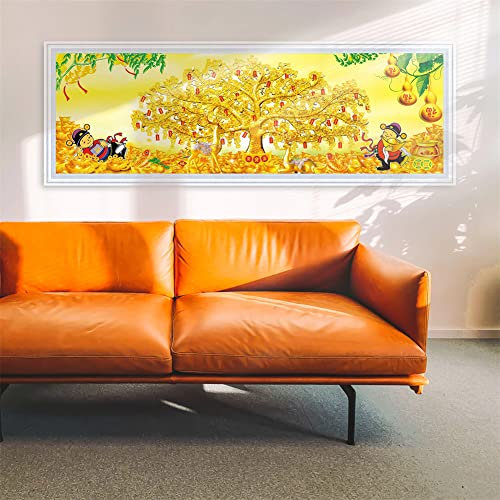Diamond Painting Set Malen nach Zahlen, square drill China-Geldbaum 50x150cm 5D Diamant Malerei Kits DIY Diamant Gemälde Bilder voller Bohrer Stickerei Diamond Kunst Basteln Leinwand Wand Dekor