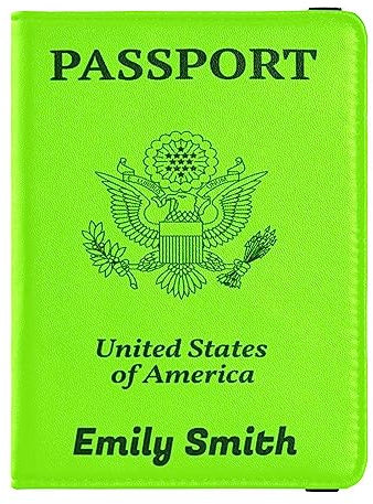 Reisepasshülle, personalisierbar, PU-Leder, Impfkartenschutz, für Damen und Herren, Reisegeschenk, leuchtend grün, Einheitsgröße, Classic