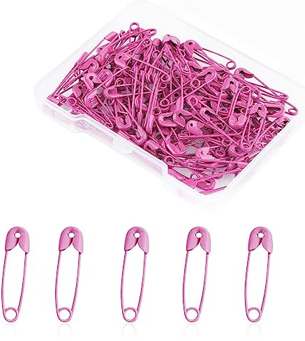 250 Stück Sicherheitsnadeln Klein, 19mm Mini Sicherheitsnadeln für Kleidung Metall Sicherheitsnadel für Kleidung Nähen Basteln Schmuckherstellung (Rosa)