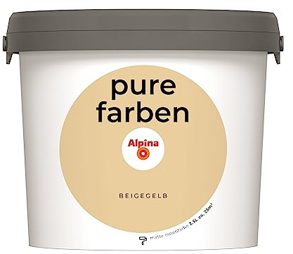 Alpina pure farben Wandfarbe Beigegelb – atmungsaktive Innenfarbe – 2,5 L