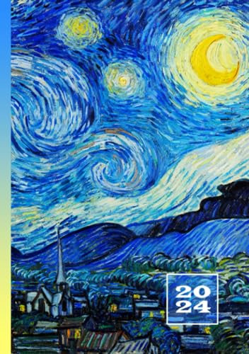 2024: A5 Kalender Planer | 1 Woche auf 2 Seiten | Jan - Dez Wochenplaner | Kalenderbuch Terminkalender | Organizer Wochenkalender | Terminplaner ... | Vincent Van Gogh Sternennacht