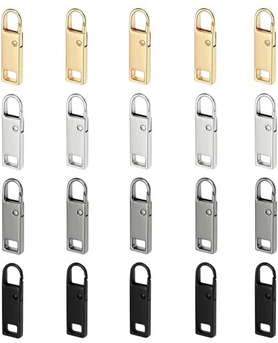 Reißverschluss Zipper für Reißverschluss Reisverschluss Schieber, 5# 20Stück Reissverschluss Reparatur Set Pull Tabs Ersatzzipper Anhänger für Tasche Koffer Mäntel Jacken Rucksäcke Zelt
