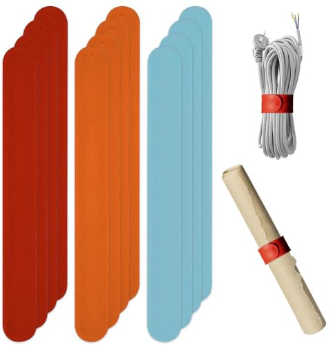 YANGSHINE 12 pz rosso blu arancione flip wrap silicone rivestito strisce di metallo flip 2,5 x 21,6 cm supporto per carta da regalo poster roll holder stabilizzatore schiaffo bande per archiviazione