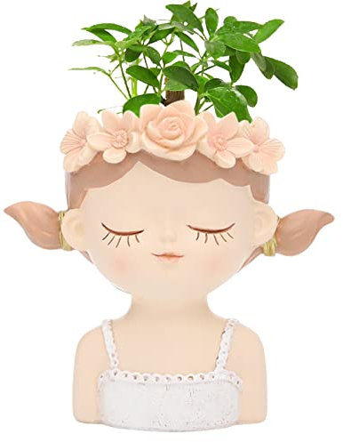 Zankie Maceta con Forma de niña, Linda Maceta para Plantas suculentas, Maceta Hecha a Mano con Soporte para Flores | Tenedor Lindo Creativo de la Flor de la Resina de la Forma de la Muchacha