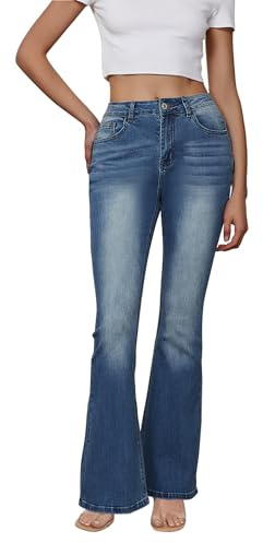 Ocimcia Jean Évasé Femme – Pantalon Taille Haute à Pattes d’Éléphant avec Stretch, Jean Bootcut Femme, Doux et Confortable