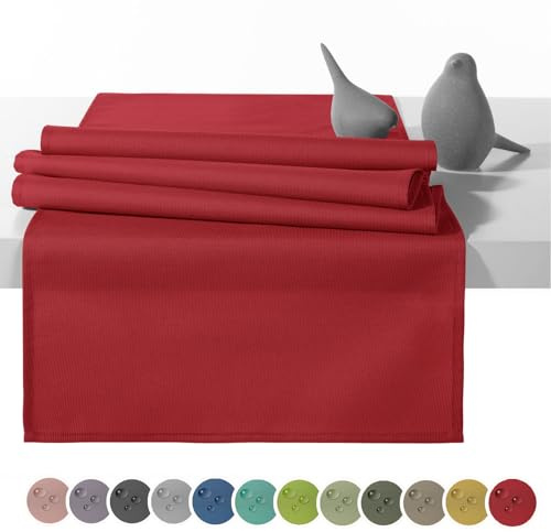 Heimtexland Outdoor Tischläufer Garten Tischdecke 45x145 Typ551 Rot | wetterfest schmutz- und wasserabweisend Tischdeko Balkon Terrasse