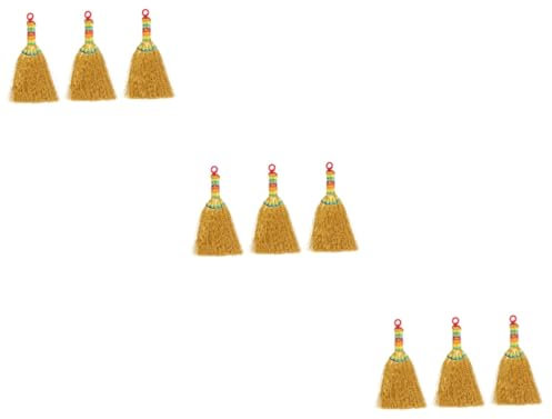 Alipis 9stücke Miniatur Besen Für Schlüsselanhänger Dekoration Goldene Sorghum Craft Pendants Für Taschen Und Bastelprojekte