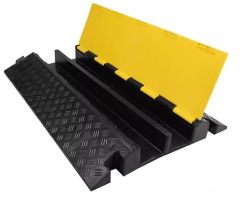 Passacavo a Pavimento Rampa per cavi in ​​gomma PVC, copertura protettiva per rallentatore di velocità a corsia nascosta con cavo per tubo flessibile a 2 canali, capacità dell'asse di 11.000 libbre(Si