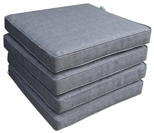 Calma Lux® bänkskydd 4 x stolkudde med avtagbart överdrag bänkkudde vadderad dyna för trädgårdsbänk (mörkgrå, 50 x 50 x 7)