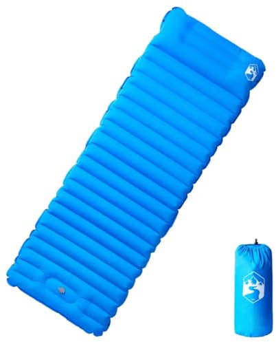 Lauuoeriau Outdoor-Freizeit, Camping & Wandern, Isomatten, selbstaufblasende Campingmatratze mit Kissen, 1 Person, Blau