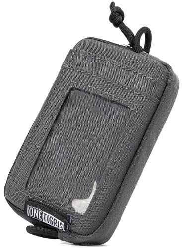 OneTigris Geldbörse 500D Nylon Kleines Portemonnaie mit Reißverschluss Taktische Geldbeutel Kartenhalter Kleingeldfach Slim Wallet für Männer und Frauen-Grau