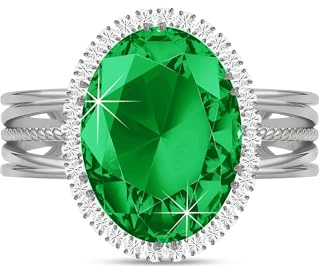 Linawe Anillo de Moissanita y Diamantes Falsos para Mujer - Ajustable con Piedra Llamativo en Oro/Plata, Joyería de Moda