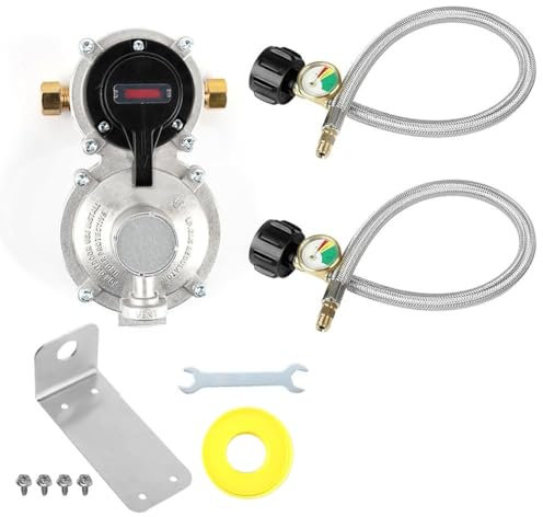 Remingtape Regolatore di Propano per con Tubo Flessibile, Regolatore di Gas Propano LP per Carichi Pesanti A 2 Serbatoi con Cambio Automatico e Manometro