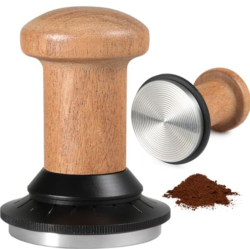 FHISKUNYU Tamper per Caffè Professionale 58mm, Base Ondulata con Pressione 30 Libbre, Regolazione Scala in Acciaio Inox - Compatibile con Portafiltri Espresso