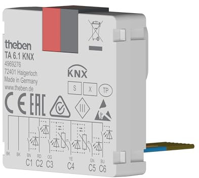 Theben 4969276 TA 6.1 KNX, 6-fach Binäreingang-Tasterschnittstelle KNX TP, KNX Data Secure, 2 NTC Eingänge (für Temperaturerfassung), Leitungslänge bis 30 m