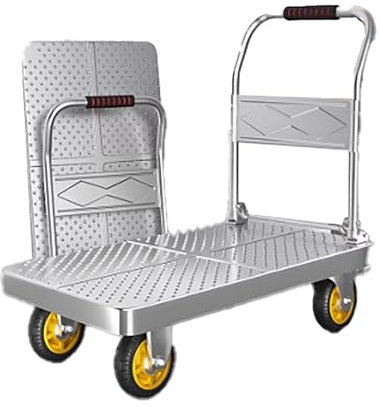 Carrello con piattaforma pianale silenzioso, carrello in acciaio pieghevole for uso domestico, rimorchio for la spesa, rimorchio for camion portatile for traslochi(90x60cm/35x24in)
