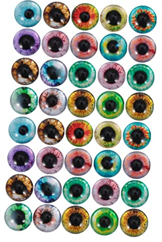 Operitacx 50pcs Glass Patches Hemisphere Eye Pattern for DIY Jewelry Making and Craft Projects Glass Cabochon Patches