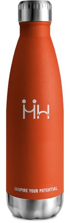 Gourde Inox 500ml, Bouteille d'eau Acier Inoxydable à Double Paroi, Réutilisable, Gourde Isotherme sans BPA, Gourde Métal Étanche, Bouteille Isotherme pour Bureau, École, Gym, Camping, Sport, Yoga