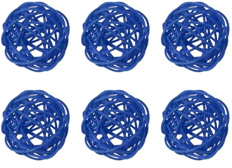 QUARKZMAN 6 Pcs Bolas De Rattan De Mimbre 2 Pulgadas Bolas Decorativas Azul