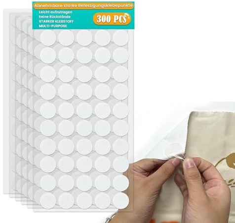 streeHerjjkeA1 300 Stück Doppelseitige Klebepunkte klebepunkte transparent,klett klebepunkte,20mm Klettpunkte Selbstklebend