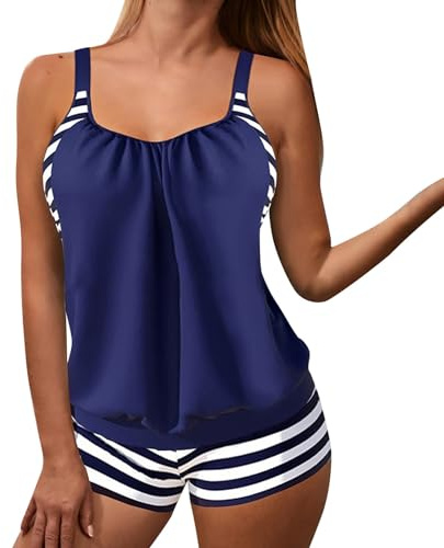 Tankini Set Donna Contenitivo Vita Alta Tankini Due Pezzi Taglie Forti Estate Push Up Costumi Mare Spiaggia Elegante Top E Pantaloncini Nuoto Curvy Con Controllo Della Pancia Costume Da Bagno Donna