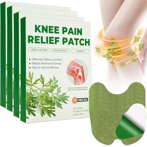Robofun Schmerzpflaster Knie 80 Stück, Pain Relief Patch, Natural Herbal Schmerzlinderung Patch Selbstklebende Wärmepflaster Schmerzlinderungspflaster für Knie Nacken, Rücken und Muskelkater