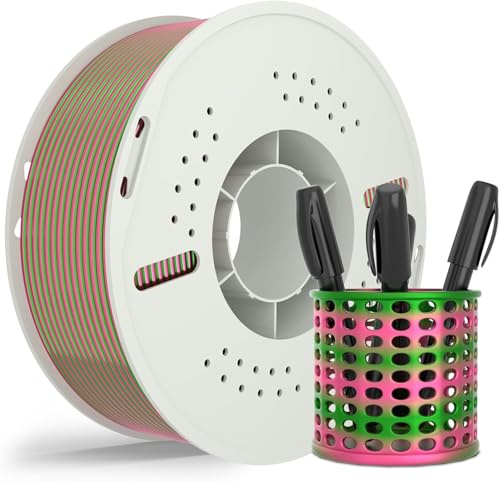 NevsBye Silk PLA 3D Drucker Filament 1.75mm, 1kg Pappspule, Maßgenauigkeit +/- 0.02mm, passend für die meisten FDM Drucker, verhedderungsfrei für reibungsloses Drucken (GrünRot)