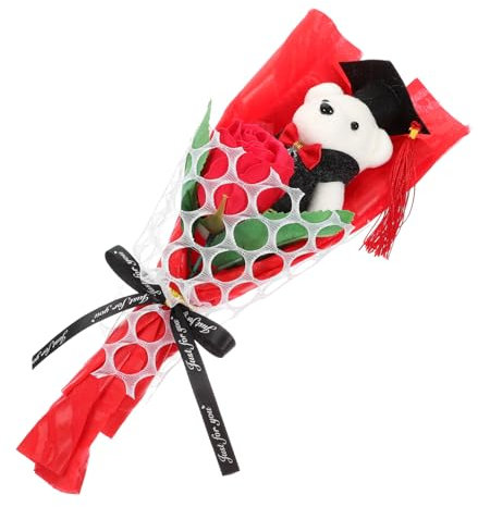 MUCKLILY Bouquet Laurea con Peluche e Fiori Artificiali Memorabile per Cerimonie Laurea e Decorazioni Facile da Mantenere Leggero e Portatile