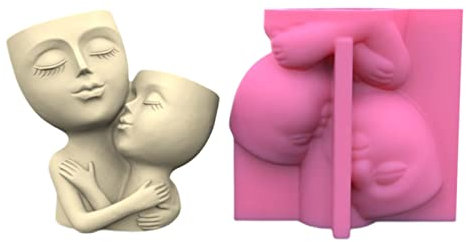 Two Man Hug Concrete Silicone Pot Mold Flowerpot Clay Cement Plaster Molds Home Garden Flower Pots