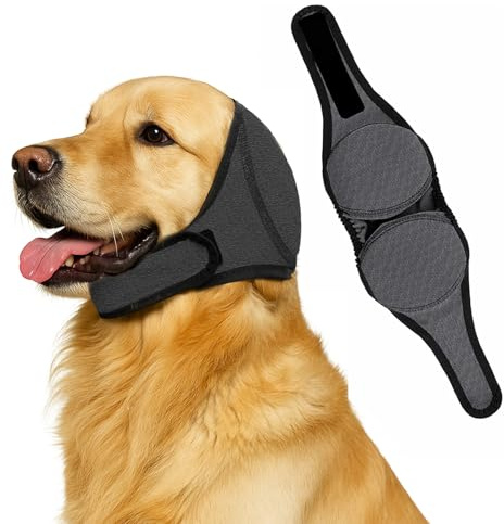 Hunde Gehörschutz, Einstellbarer Lärmschutz für Kleine Mittlere Große Hunde Welpen Katzen, Wasserdichter Hund Ohrenschützer für Donner, Feuerwerk, Tierarztbesuch, Fellpflege, Baden, Schwimmen (M)