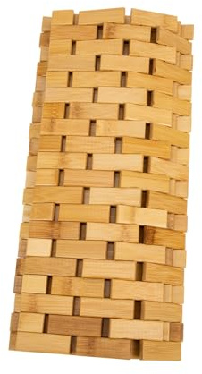 JECOMPRIS Bamboo Door Mat Non Slip Bath Mat for Bathroom Floor Carbonized Color Stylish Bamboo Rug Easy to Clean Safe Design for Home Decor