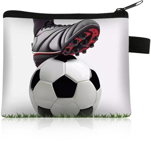 Monedero para niños, Cartera para niños y niñas, monedero de fútbol, monedero con cremallera para niños de 10 años, regalo para niños y adolescentes