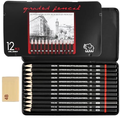 SARAHLOUISEJENKINSLTD Bleistift Set 12 Stück Schreiben Bleistifte, 8B 7B 6B 5B 4B 3B 2B B HB F H 2H