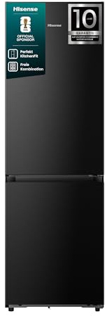 Hisense RB3K330SAFC Kühl-Gefrierkombination/Freistehend/ 330L/ 35dB/ EEK: C/Perfekt KitchenFit/Boden-Kühlsystem/Deep Freeze/Metal-Tech Cooling / 0℃ Fresh Box / (BxHxT): 59,5× 185,6× 60cm/ Schwarz