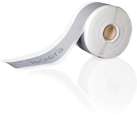 isolera Dichtband FDB Flex – 50 m Rolle, 120 mm Breite, hochelastisches Abdichtband mit Gewirkerand, silikonkompatibel, ideal für Nasszellen & Feuchträume, 2200 g