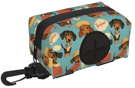 Soporte para bolsas de excremento de perro para correa, suave, ligero, bonito estampado de sombrero, dispensador de rollos, cierre de , accesorios para caminar con cremallera y mosquetón