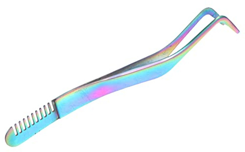 WOONEKY Pinzas Aplicadoras para Extensiones de Pestañas de Acero Inoxidable con Peine Integrado Herramienta Multifuncional para Colocar y Ajustar Pestañas Postizas Diseño Ergonómico y