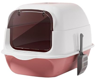 JAYIOLA Katzentoilette Vollständig Geschlossene Katzenbox Indoor Klo Haubentoilette mit Hohem Rand Gegen Spritzer Und Gerüche für Den Täglichen Gebrauch Und A, ROSA