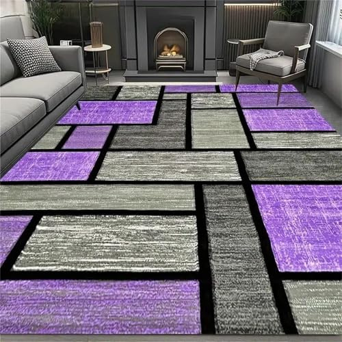 USHIRUG Wohnzimmer Teppich, 70x140cm, Abstrakter Teppich In Blau-Grau, Weich, rutschfest, Waschbar für Schlafzimmer, Esszimmer und Wohnzimmer, Kleiner Teppiche für Bodenmatte Eingangsbereiche