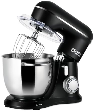 Kitchen in the box Impastatrice Planetaria, 5L Planetaria Professionale 1300W, 10 Velocità con Uncino Impastatore, Mescolatore e Frusta Sbattitrice (Nero)