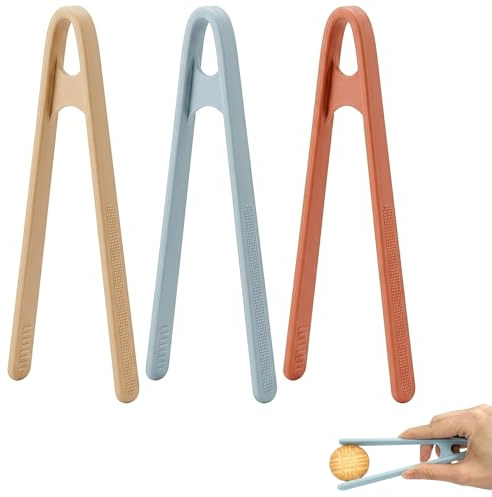 Velnos 3 Pcs Silicone Tongs Toaster Tongs Mini Kitchen Pincers Serving Tools for Pick Up Bread and Pastries
